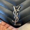 Saint Laurent (YSL) Calfskin Y Quilted Monogram Medium Loulou Chain Satchel Black and Silver Hardware
