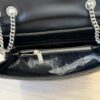 Saint Laurent (YSL) Calfskin Y Quilted Monogram Medium Loulou Chain Satchel Black and Silver Hardware
