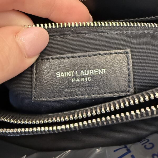 Saint Laurent (YSL) Calfskin Y Quilted Monogram Medium Loulou Chain Satchel Black and Silver Hardware