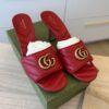 Gucci Nappa Matelasse GG Marmont 75mm Slide Sandals 39.5 Red