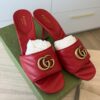 Gucci Nappa Matelasse GG Marmont 75mm Slide Sandals 39.5 Red