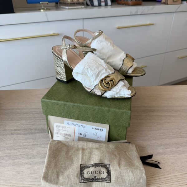 Gucci Women's Marmont High Block Heel Sandals Size 37.5