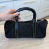 Prada Vitello Trimmed Push-Lock Bauletto Handle Bag Black
