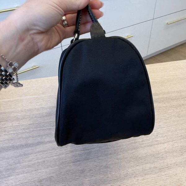 Prada Vitello Trimmed Push-Lock Bauletto Handle Bag Black
