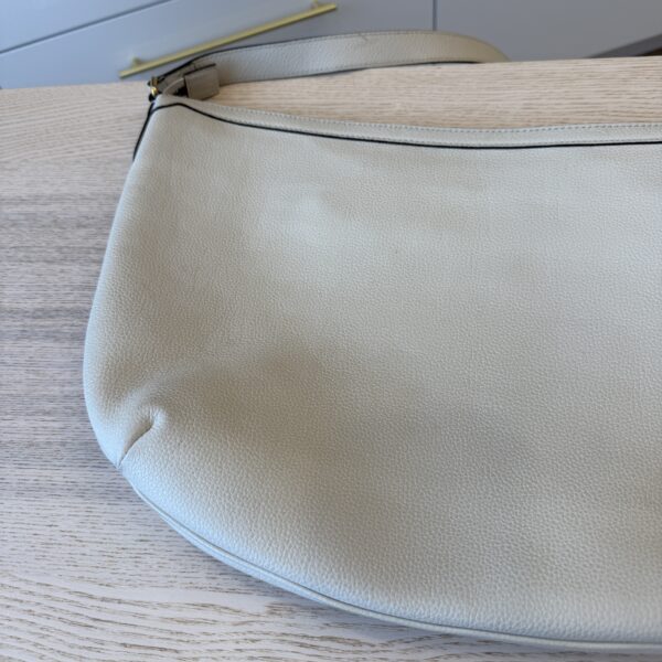 Gucci Grained Calfskin Logo Half Moon Hobo White Large