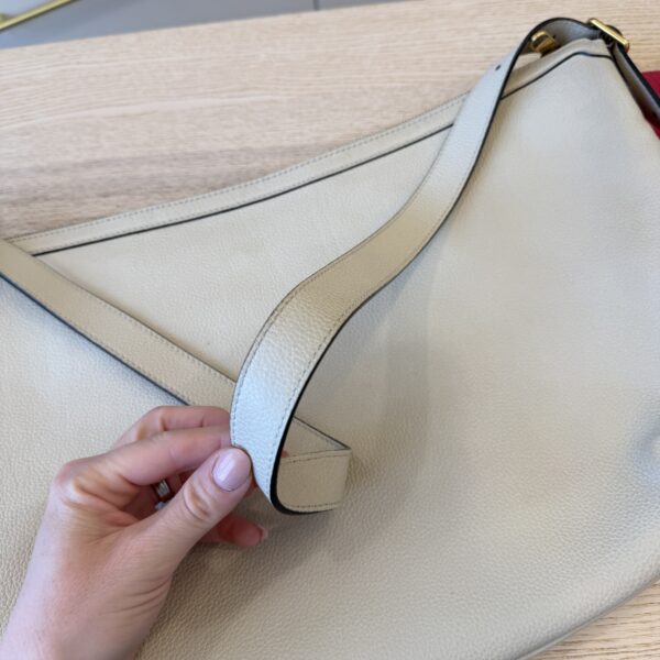 Gucci Grained Calfskin Logo Half Moon Hobo White Large