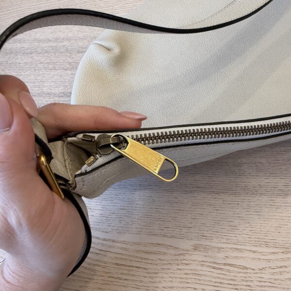 Gucci Grained Calfskin Logo Half Moon Hobo White Large