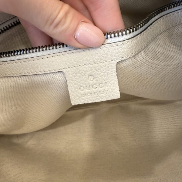 Gucci Grained Calfskin Logo Half Moon Hobo White Large