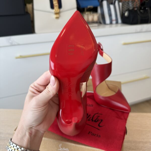 Christian Louboutin Shiny Nappa Sharpeta 100 Pumps 38 Red
