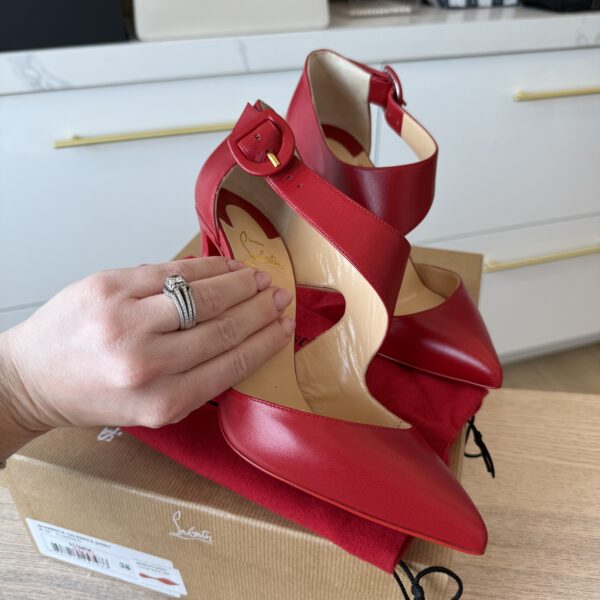 Christian Louboutin Shiny Nappa Sharpeta 100 Pumps 38 Red