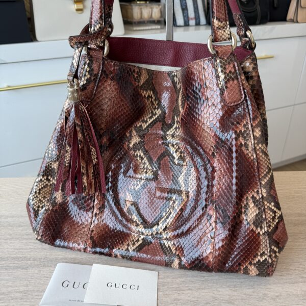 Gucci Multicolor Python Soho Medium Tote Bag