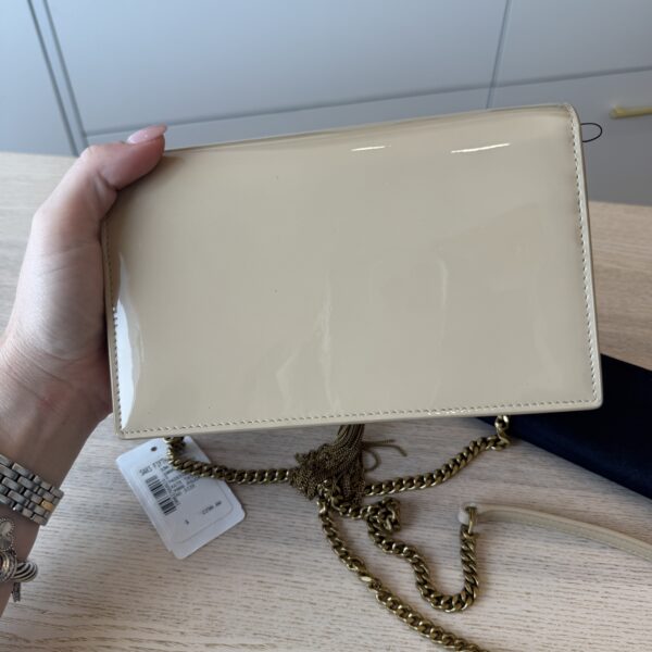SAINT LAURENT (YSL) Kate Small Tassel YSL Wallet on Chain in Patent Leather