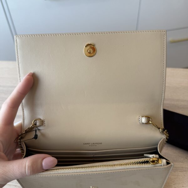 SAINT LAURENT (YSL) Kate Small Tassel YSL Wallet on Chain in Patent Leather