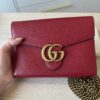 Gucci Calfskin GG Marmont Chain Wallet Vulcanic Red