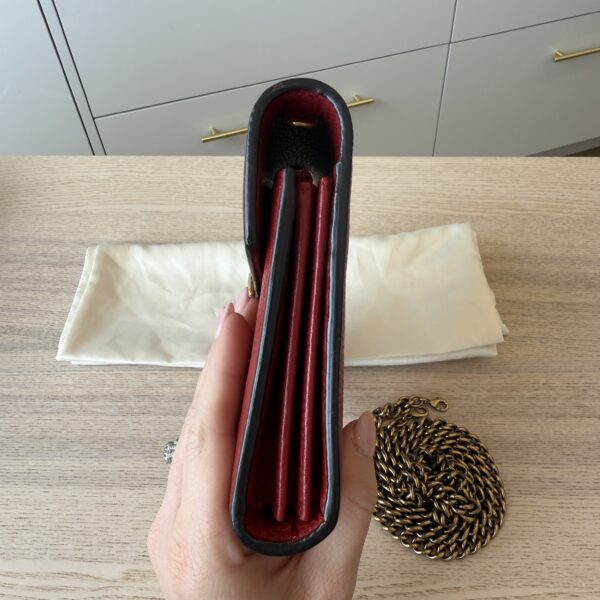 Gucci Calfskin GG Marmont Chain Wallet Vulcanic Red