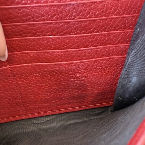 Gucci Calfskin GG Marmont Chain Wallet Vulcanic Red