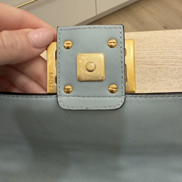 Fendi Nappa FF 1974 Embossed Baguette Light Blue