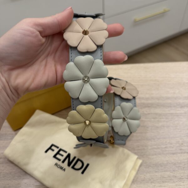 Fendi Flowerland Strap You Shoulder Strap Studded Leather