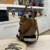 Burberry Canvas Mega Check Medium Ashby Hobo Saddle Brown