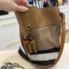 Burberry Canvas Mega Check Medium Ashby Hobo Saddle Brown