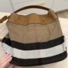 Burberry Canvas Mega Check Medium Ashby Hobo Saddle Brown
