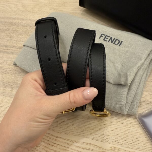 Fendi Vitello Morgan Shiny Nappa Medium Peekaboo Iconic Satchel Black and Gold