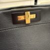 Fendi Vitello Morgan Shiny Nappa Medium Peekaboo Iconic Satchel Black and Gold