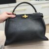 Fendi Vitello Morgan Shiny Nappa Medium Peekaboo Iconic Satchel Black and Gold