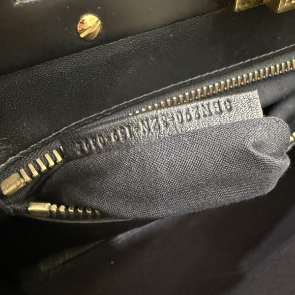 Fendi Vitello Morgan Shiny Nappa Medium Peekaboo Iconic Satchel Black and Gold