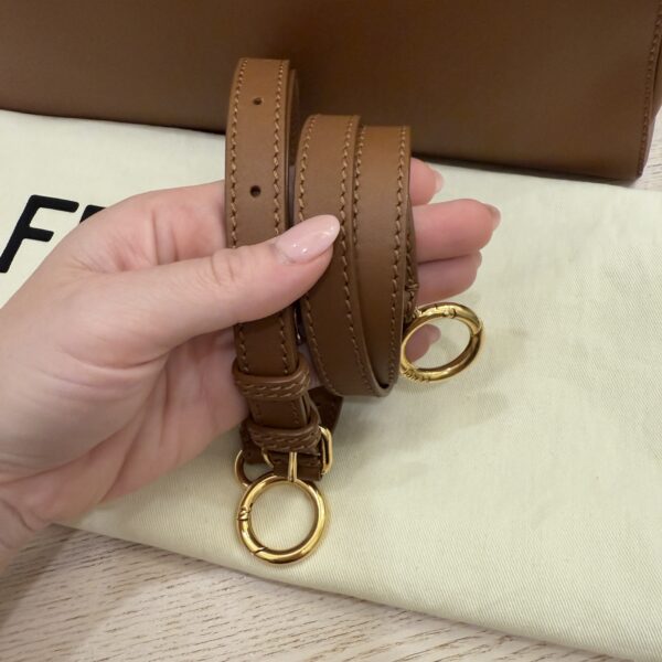 Fendi Vitello Morgan Shiny Nappa Medium Peekaboo Iconic Satchel Cuoio Bluette