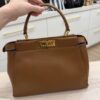 Fendi Vitello Morgan Shiny Nappa Medium Peekaboo Iconic Satchel Cuoio Bluette