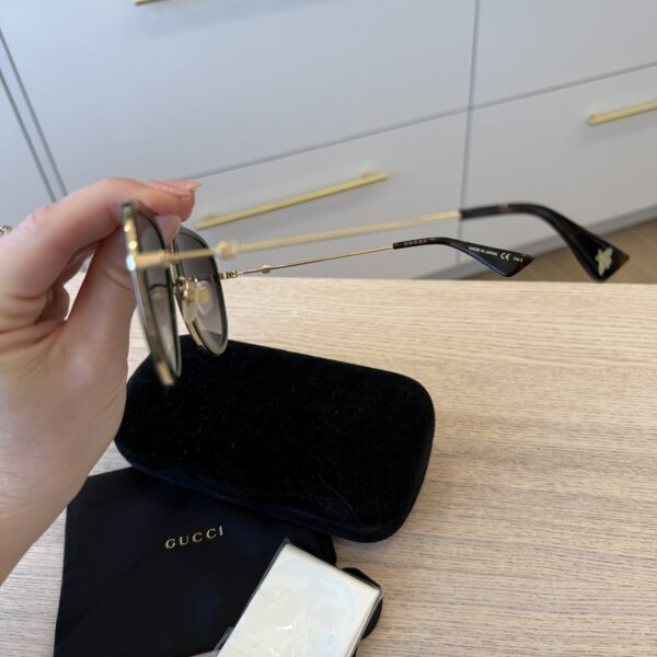 Gucci Aviator Sunglasses Green and Red Gold Frame