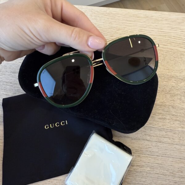 Gucci Aviator Sunglasses Green and Red Gold Frame