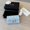 Chanel Caviar Quilted Flap Card Holder Wallet Light Blue GHW