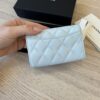 Chanel Caviar Quilted Flap Card Holder Wallet Light Blue GHW