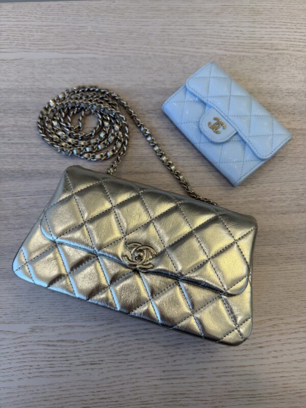 Chanel Mini Gold Calfskin Flap Phone Holder