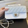 Chanel Lambskin Quilted Mini Rectangular Flap Light Blue GHW