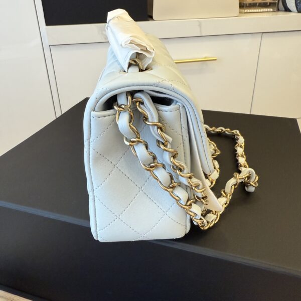 Chanel Lambskin Quilted Mini Rectangular Flap Light Blue GHW