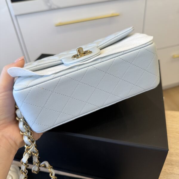 Chanel Lambskin Quilted Mini Rectangular Flap Light Blue GHW