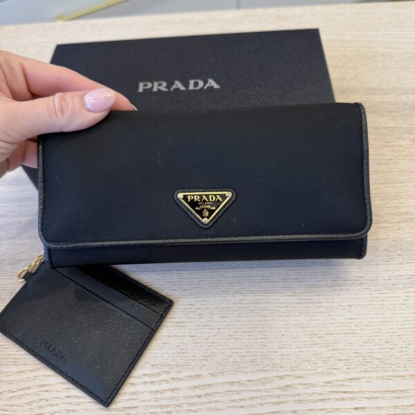 Prada Black Nylon Long Wallet