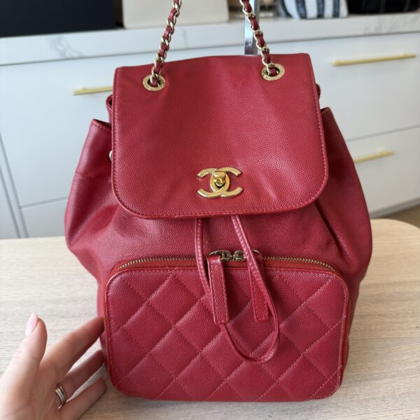 Chanel Caviar Quilted Business Affinity Backpack Red