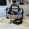 Burberry House Check Bridle Calfskin Medium Alchester Bowling Bag Black