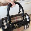 Burberry House Check Bridle Calfskin Medium Alchester Bowling Bag Black