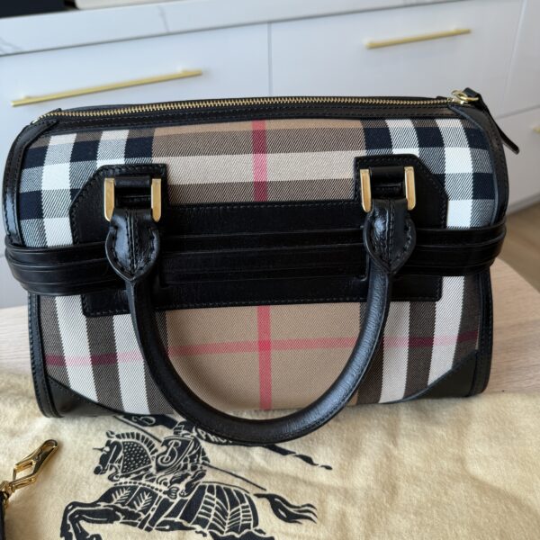 Burberry House Check Bridle Calfskin Medium Alchester Bowling Bag Black
