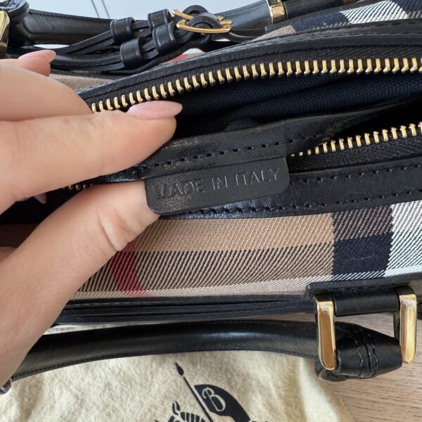 Burberry House Check Bridle Calfskin Medium Alchester Bowling Bag Black