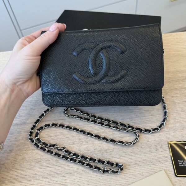 Chanel Caviar Timeless CC Wallet On Chain WOC SHW Black