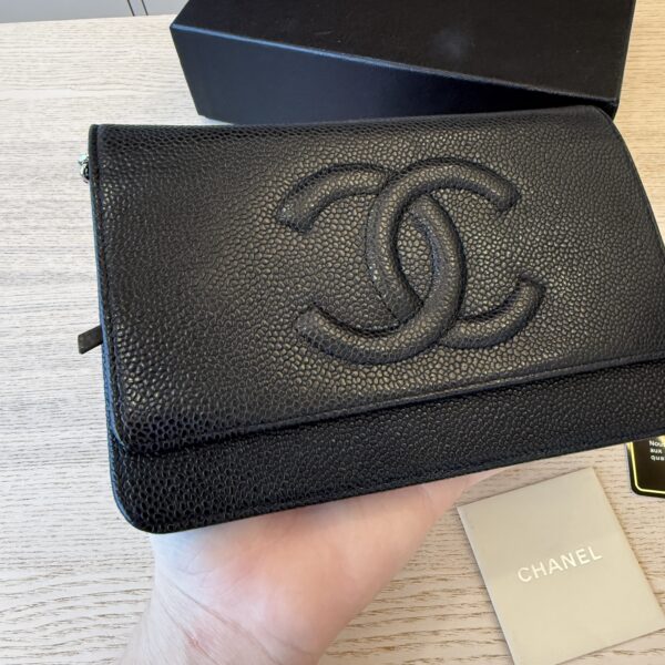 Chanel Caviar Timeless CC Wallet On Chain WOC SHW Black