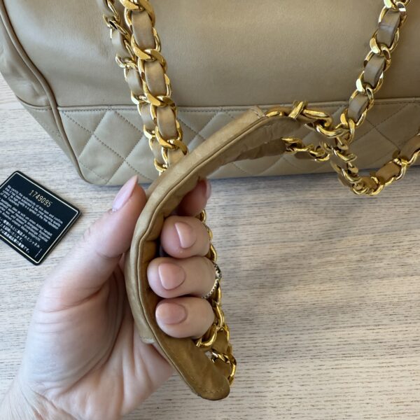 Chanel Matelasse Chain Shoulder Bag LambSkin Beige Gold CC