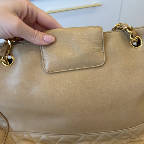 Chanel Matelasse Chain Shoulder Bag LambSkin Beige Gold CC
