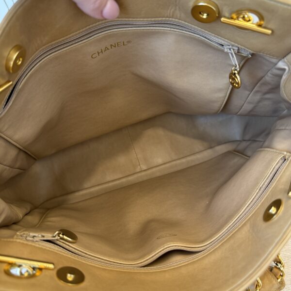 Chanel Matelasse Chain Shoulder Bag LambSkin Beige Gold CC